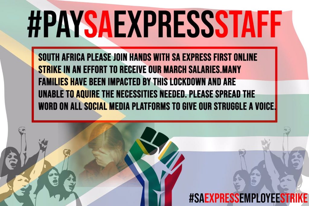 phemelo_op's tweet image. #day21oflockdown #PaySAExpressStaff Is the Gov waiting for a case report of death by hunger before it can pay #flysaexpress employees salaries?? Mzansi please retweet till Gov hear our Plea.