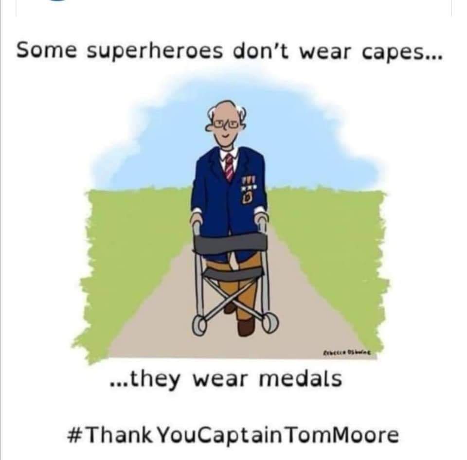 ThomasNrsryBrum's tweet photo. What a true hero Captain Tom Moore is for raising over £12million for the NHS at almost 100 years old.🎖🎖🎖
#ThankYouCaptainTomMoore 👏👏👏
#NHS #staysafe #notallheroswearcapes https://t.co/o0YUH53cA4