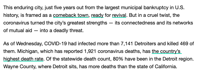 rochelleriley's tweet photo. Detroit’s Health Care Workers Ask: ‘How Many Lives Can We Save?’ https://t.co/a6YuwQO8vZ Great @PatriciaAnstett story.
Know this: Detroit isn't coming back. #DetroitNeverLeft. We were down, never out. Our med pros are performing miracles, saving lives daily. So proud of 'em!
/1 https://t.co/ORmi3xqj98