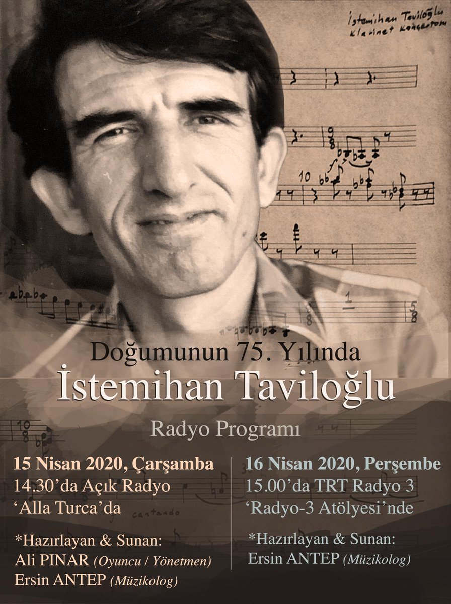 Müzikli Günce Ersin Antep'in sunumuyla az sonra saat 15:00'de Trt Radyo 3'te.