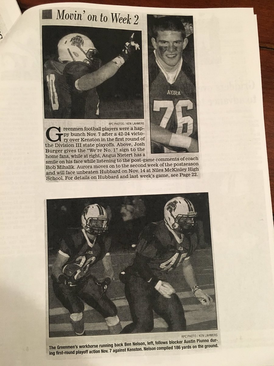 GreenmenFB's tweet image. Aurora Top Playoff Games 2001-2019: #11- 2014 1st Round Aurora 42 Kenston 24: In week 10 the Greenmen undefeated season was ruined by Kenston 31-21. A rematch in week 11 found Aurora down 21-7 at half. The Greenmen outscore the Bombers 35-3 in the second half to win 42-24!