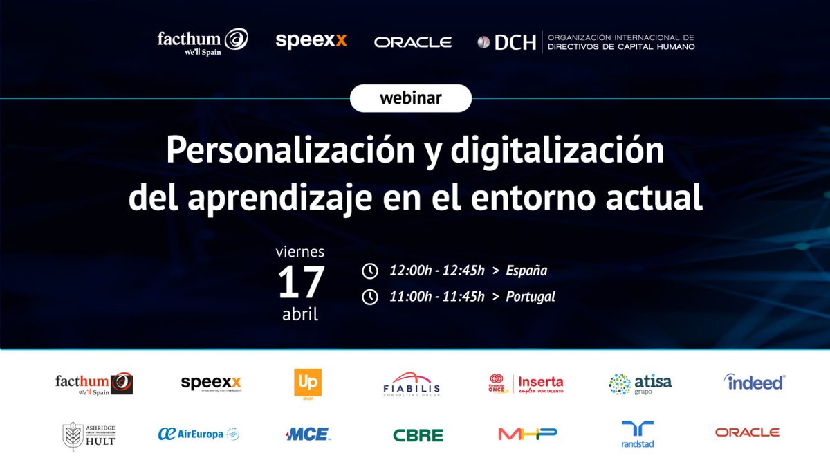 elenagimenez's tweet photo. Mañana, compartiré reflexiones y experiencias sobre "Personalización y aprendizaje flexible en el entorno actual" en un nuevo webinar con @OrgDCH donde nos acampañan @PwC_Spain @vickyfoods y @GrupoFacthum 
🗓️17 de abril
⏰ 12:00h CEST
📍Inscripciones >>> https://t.co/TuWRXWoQaB https://t.co/lWVMWuX7hI