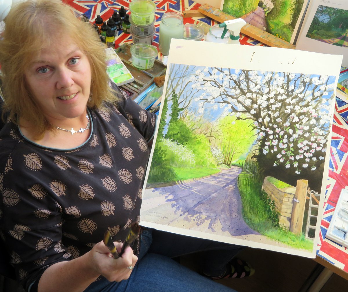 JaneSunflower's tweet photo. I made this #painting yesterday of a blossoming "Cherry Tree on Pigeon House Lane". I hope you like it.
https://t.co/AZFSluAoHS #BigBrush #Watercolour #Oxfordshire #blossomwatch #OxfordshireArtweeks https://t.co/IrESSZL6zj