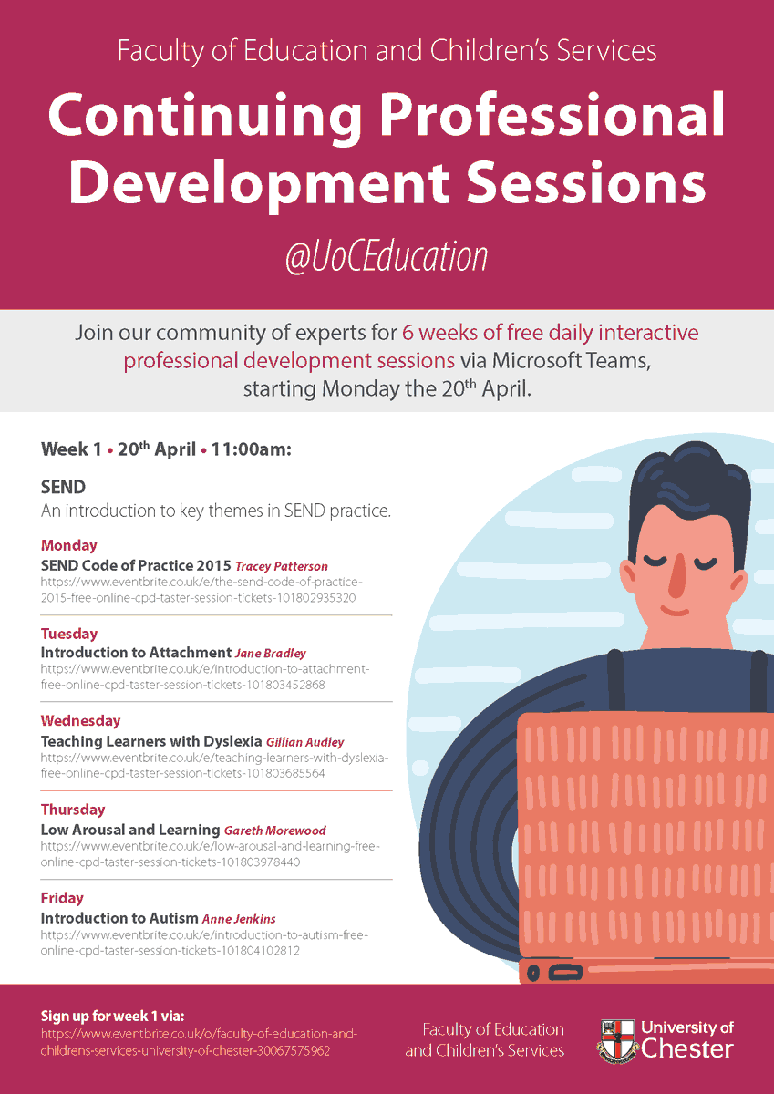 We're delighted to announce that registration for our week of #free online #CPD taster sessions has re-opened! 📚 Students, staff, teachers, schools and all #education colleagues can register here: eventbrite.co.uk/o/faculty-of-e… ✍️