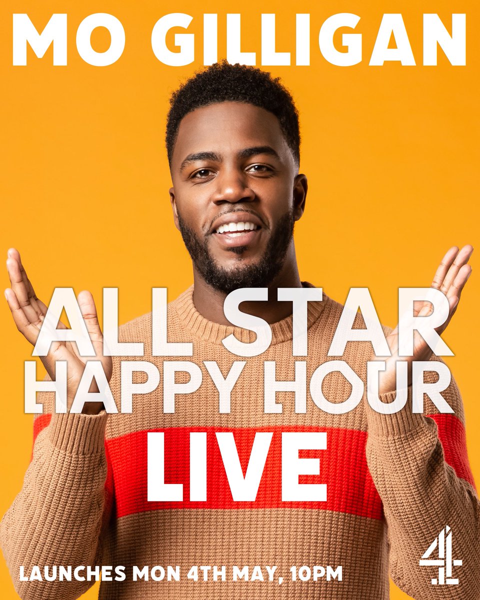 Breaking News: My new show coming to <a href="/Channel4/">Channel 4</a> May 4th #AllStarHappyHour broadcasts LIVE (yes LIVE) from my house. Games, Interviews, Music Performancs, Sketches and good vibes. 4x60min episode’s. Made by <a href="/ExpectationEnt1/">Expectation Entertainment</a> and my own production company Momo G Productions
