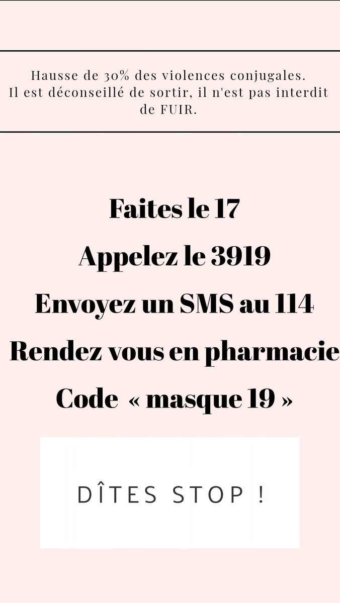 Et nous ne demandons qu'à être plus efficaces, plus formés, plus préparés. Mais, pour l'instant, et quoiqu'il arrive, nous devons continuer malgré tout. Alors faites le premier pas. Nous serons là.IL EST DÉCONSEILLÉ DE SORTIR, IL N'EST PAS INTERDIT DE FUIR !