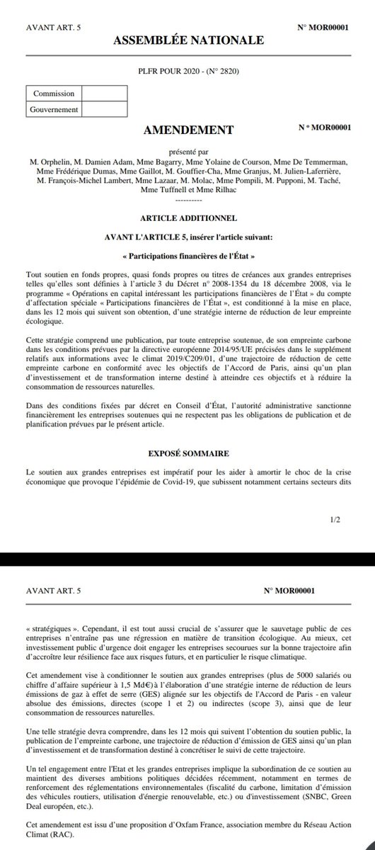 M_Orphelin's tweet photo. On vote au #PLFR 20 Mds€ pour sauver l'emploi et savoir-faire des grandes entreprises. C'est impératif mais pas sans contre-partie !
☑️Conditionner l'aide à 1 vraie stratégie pour↘️empreinte écologique
☑️Subordonner au maintien des engagements pris et des règles envir
#Covid_19 https://t.co/qwjsEn8XOv