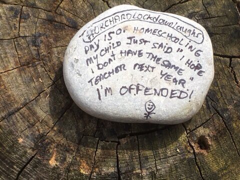 HG_Library's tweet photo. Took our virtual learning (and a few friends) outdoors today!  Covered literacy, numeracy and all curriculum areas on our hike.  Especially loved reading jokes along the trail...sharing a favourite... https://t.co/nOurGKLto9