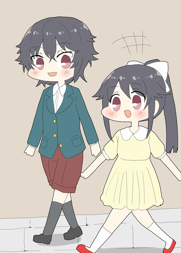 「幼い頃の真冬ちゃんとシロちゃん #はいふり 」|明日葉トモロウ/ダービーガールズ８【C-33】のイラスト
