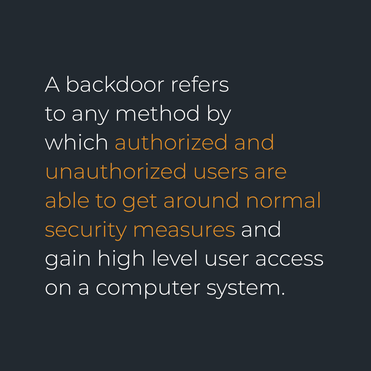 ohpotatopirates's tweet photo. You may recognise the term "backdoor" from some Hollywood movies - here's what it actually means! 😎🔒🏴

#thursday #networking #codomo #spudnet#kickstarter #cybersecurity https://t.co/quSsgPltge