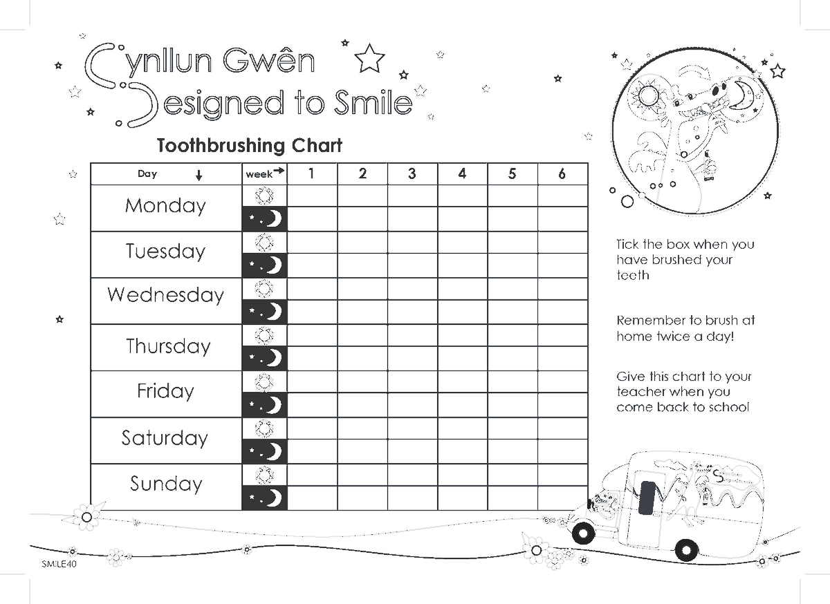 D2S_Wales's tweet photo. It is important to stick to routines while staying at home, especially brushing your teeth. Using our #designedtosmile tootbrushing chart can help! Or make your own! #healthyathome https://t.co/xNUVyc7KFC