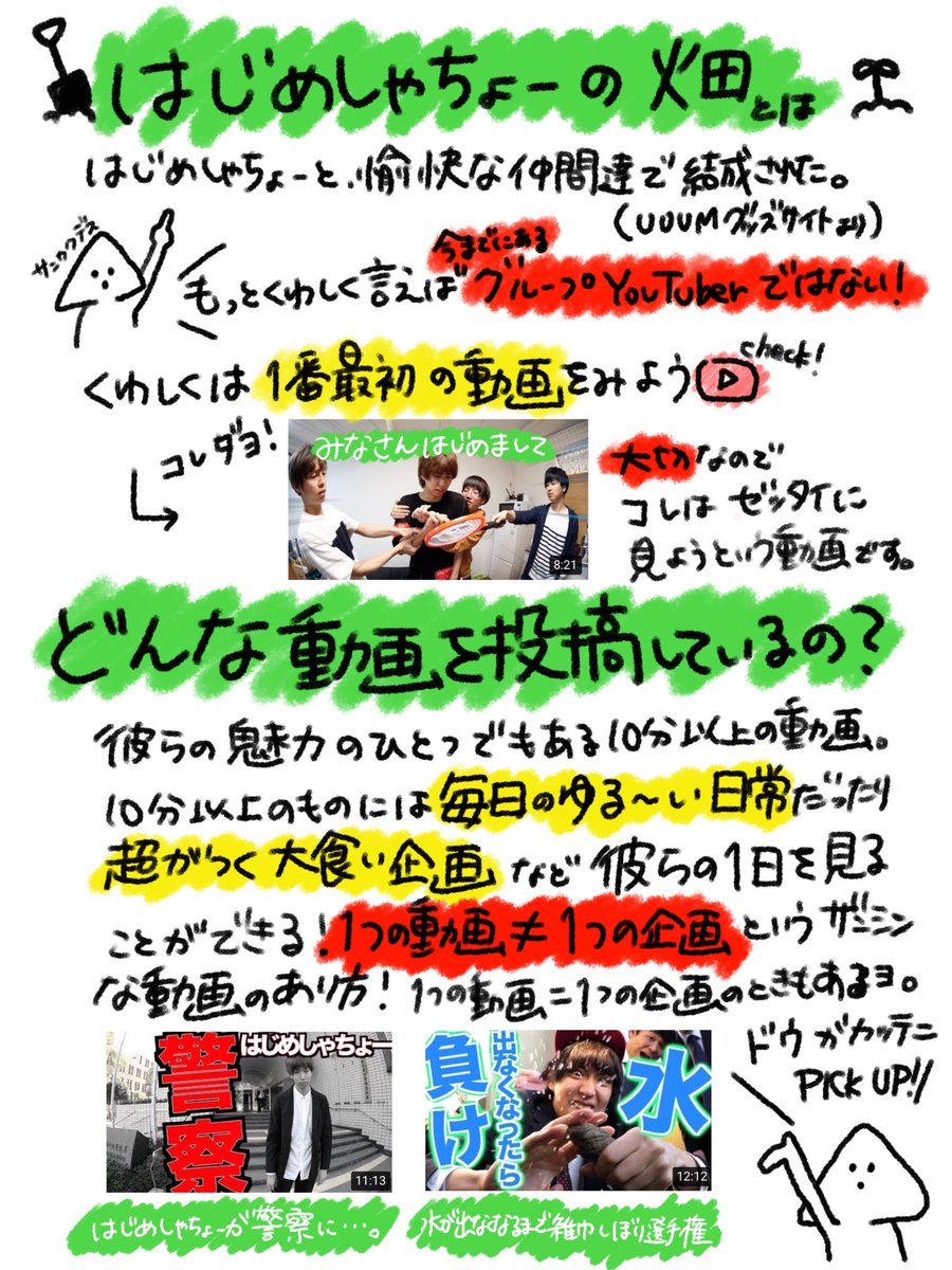 サンカク はじめしゃちょーの畑登録者0万人おめでとうございます ということで 見にくいかもしれませんが畑を1年半以上追いかけてるオタクがド偏見とクソデカ感情で初心者でも簡単 畑の視聴者になっちゃえキャンペーン資料を作りました はじめしゃ