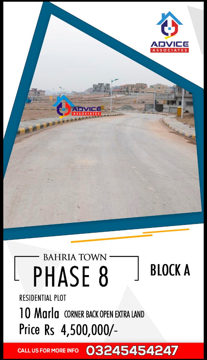 AdviceAssociate's tweet photo. Bahria Town Phase 8 A-Block Rawalpindi 10 Marla Plots For Sale | Advice Associates 

#bahriatown #bahriatownphase8 #Residentialplot #phase8Ablock #plotsforsale #bahriatownphase8plotsforsale #10marlaplotsforsale #investment  #realestate #Realestatepakistan #bahriatownrealestate https://t.co/sWGHia8ekw