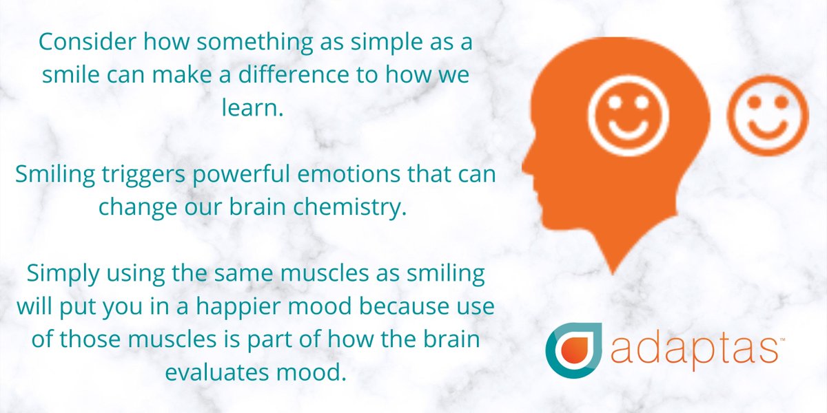 adaptastraining's tweet photo. #Smiling #ThePowerofSmiling #BrainChemistry #Gratitude #Fear #PositiveThinking #Positivity #Mindfullness #CopingwithCovid #CopingTogether
#AdaptasTraining #LearningisHabitChange
#OurLearningBrain https://t.co/heviGsL8Uf