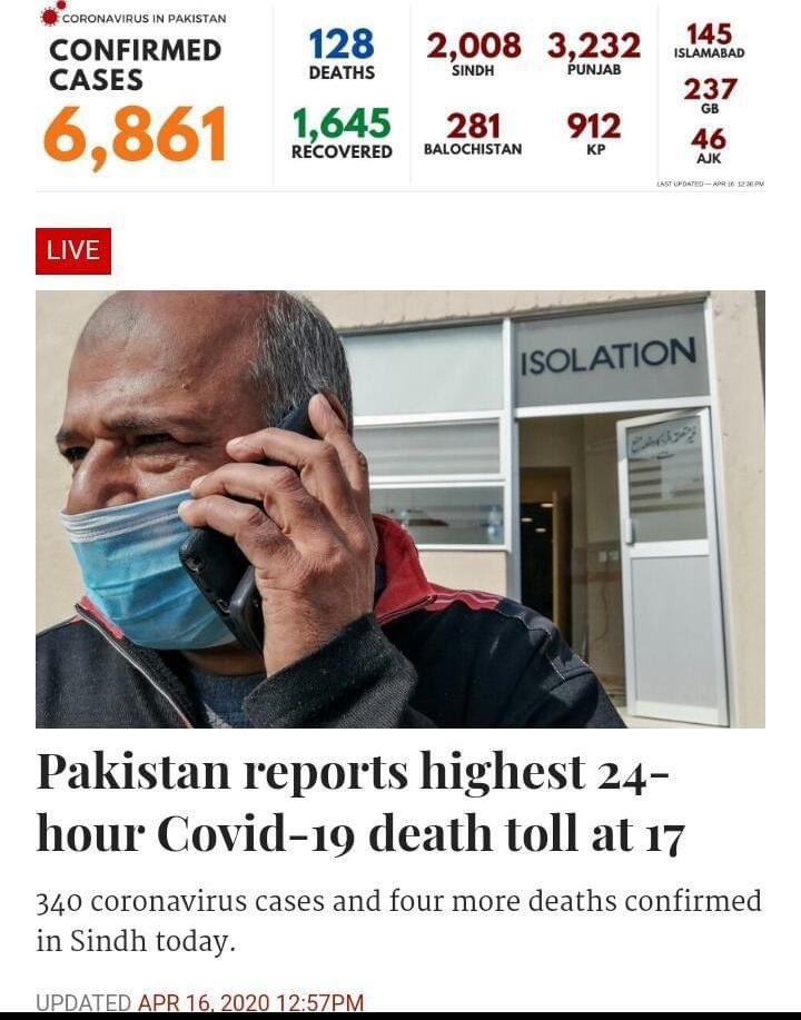 #کرونا کی وباء تیزی سے پھیل رہی ہے - #بلوچستان میں ٹسیسٹنگ کٹس کی کمی کی وجہ سے ٹیسٹ نہ ہونے کے برابر ہیں-

#عوام کو احتیاط اور حکومت کو ایک بہتر #حکمت عملی بنانے کی ضرورت ہے-

آج 17 اموات رپورٹ ہوہی ہیں- 
بلوچستان سمیت ملک بھر میں ٹسٹنگ اور روک تھام کیلے لائحہ عمل کا فقدان ہے-