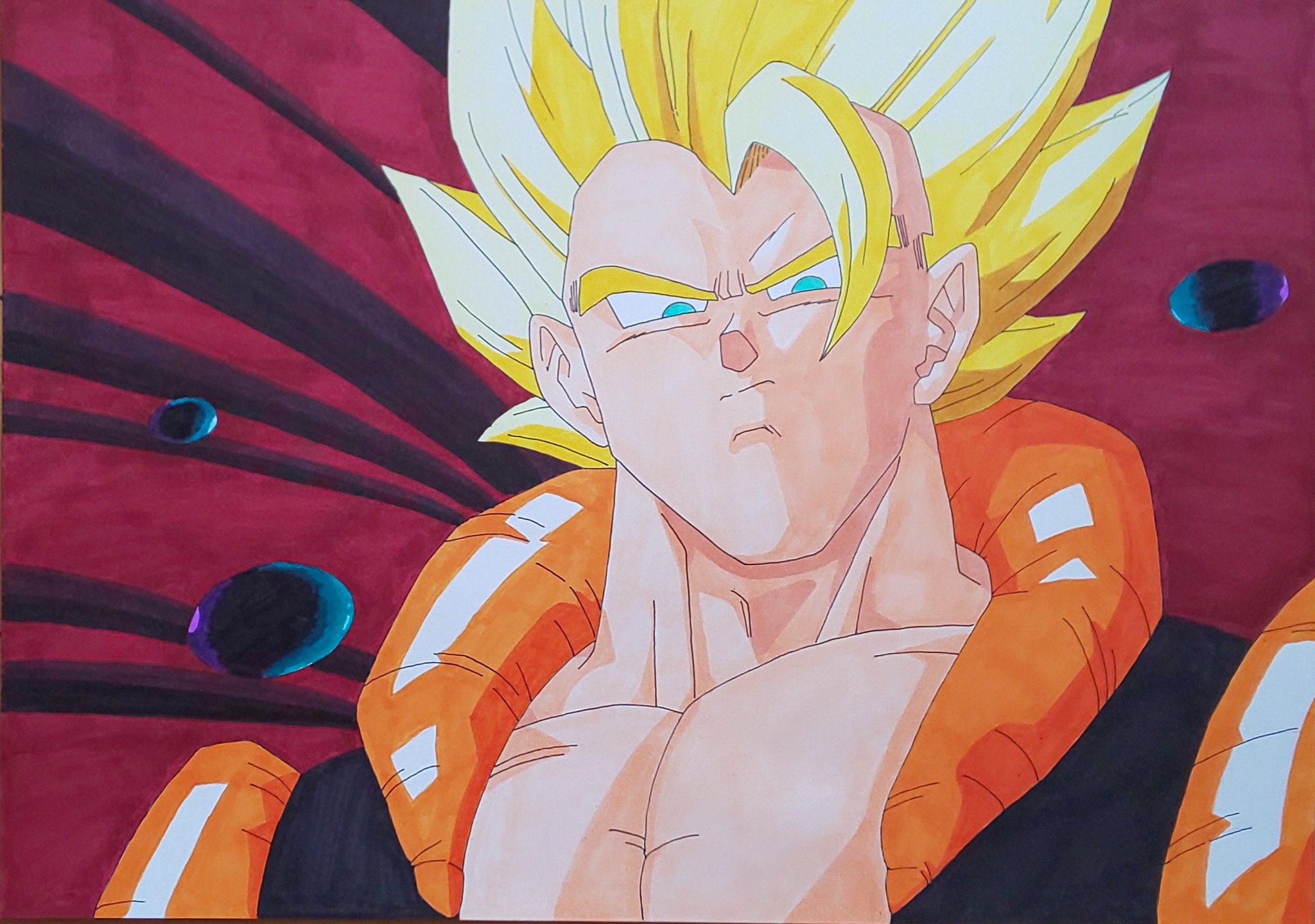 岩どす A Twitter ドラゴンボールz復活のフュージョンより超ゴジータを描きました ゴジータ ドラゴンボールz 模写