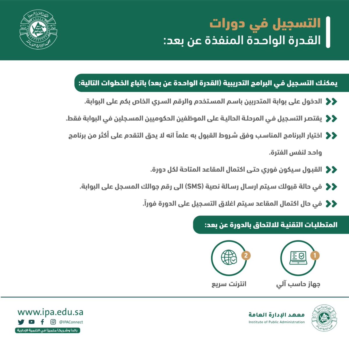 رابط التقديم و التسجيل فى معهد الادارة العامة الحرس الملكي بالمملكة العربية السعودية كلمة دوت أورج