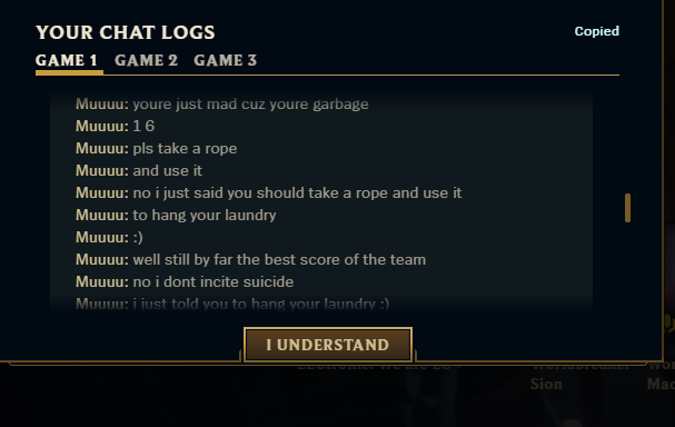 Junge wegen dem Grund einfach Chatbann in lol...wollte nur helfen... :/