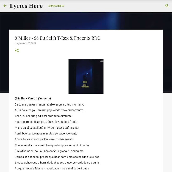 _LyricsHere_'s tweet photo. 9 Miller - Só Eu Sei ft T-Rex &amp; Phoenix RDC-Lyrics
Already Available
https://t.co/M9nOSyVBnV
.
#rapmusic #letrasrap #raplyrics #hiphop #hiphoptuga #culturahiphop #hiphopculture #hiphopnation #letrashiphop #hiphoplyrics #lyrics #lyricshere #9miller #trex #phoenixrdc #soeusei https://t.co/gGD2nA8qOa