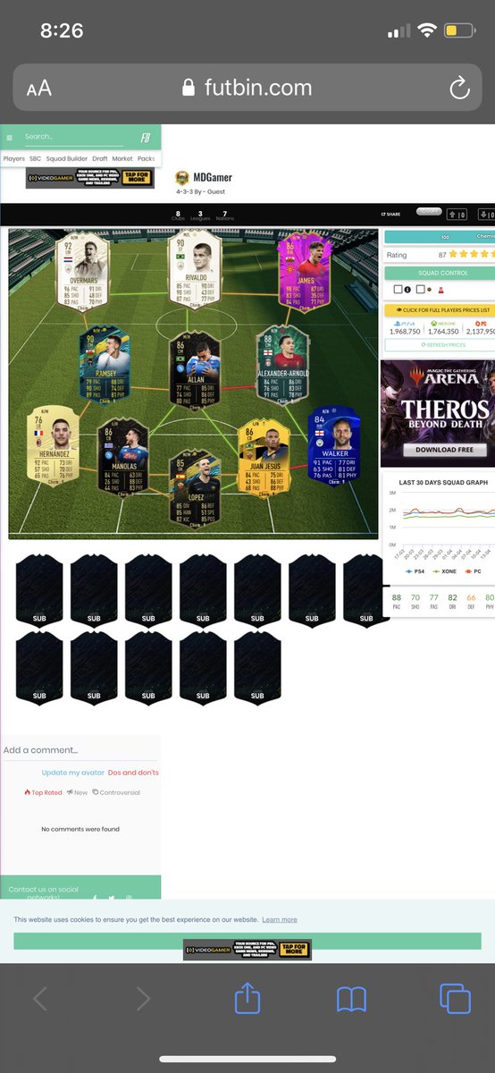 migsdavid10's tweet photo. @FUTMentor hope you can review my squad! 😁 https://t.co/7i5WJ7urdb