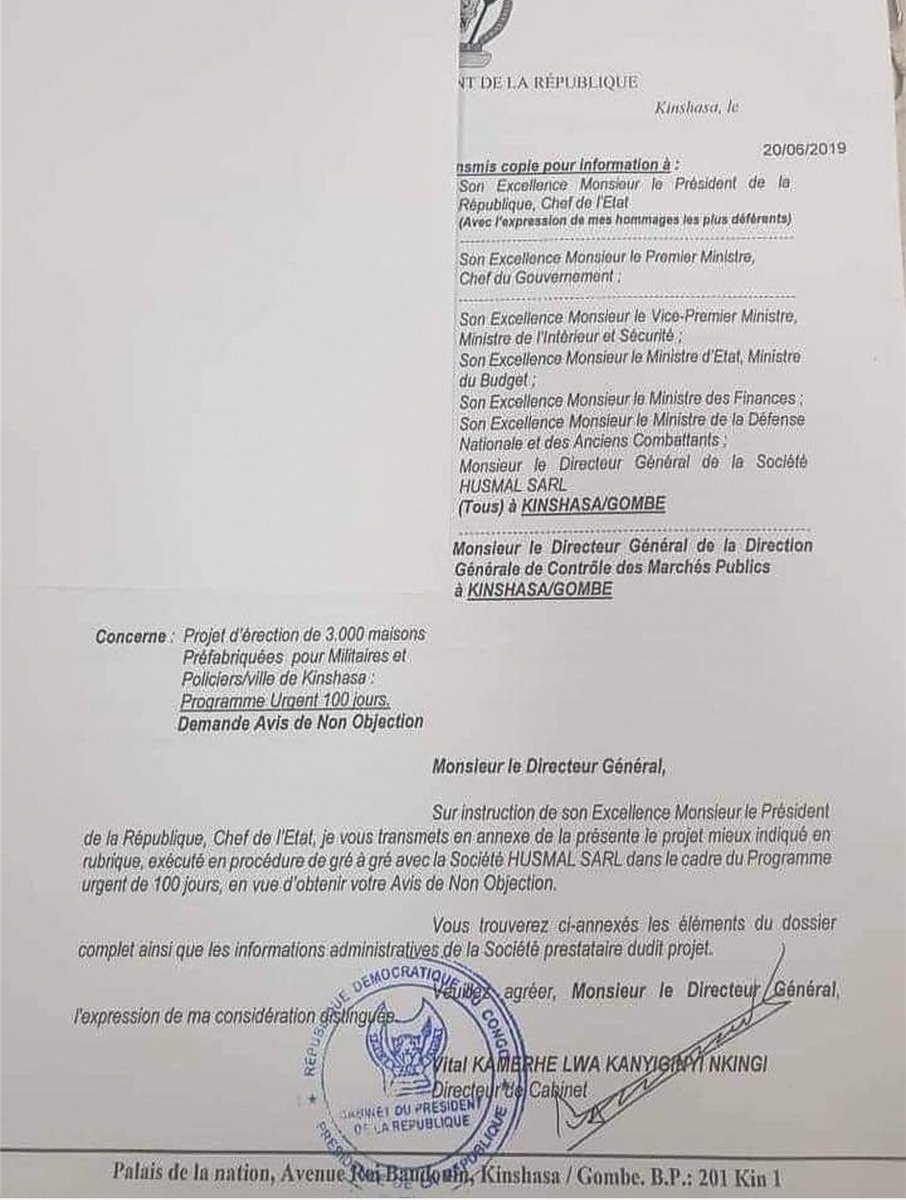 MichaelTshi's tweet photo. Maisons préfabriquées, il y a deux contrats.  L'un a été conclu sous Kabila (Samibo) et l'autre (57 millions) sous Felix Tshisekedi (Husmal). Kamerhe a été traduit en justice pour le contrat de 57 millions entre autres. https://t.co/b1KYP4l7if