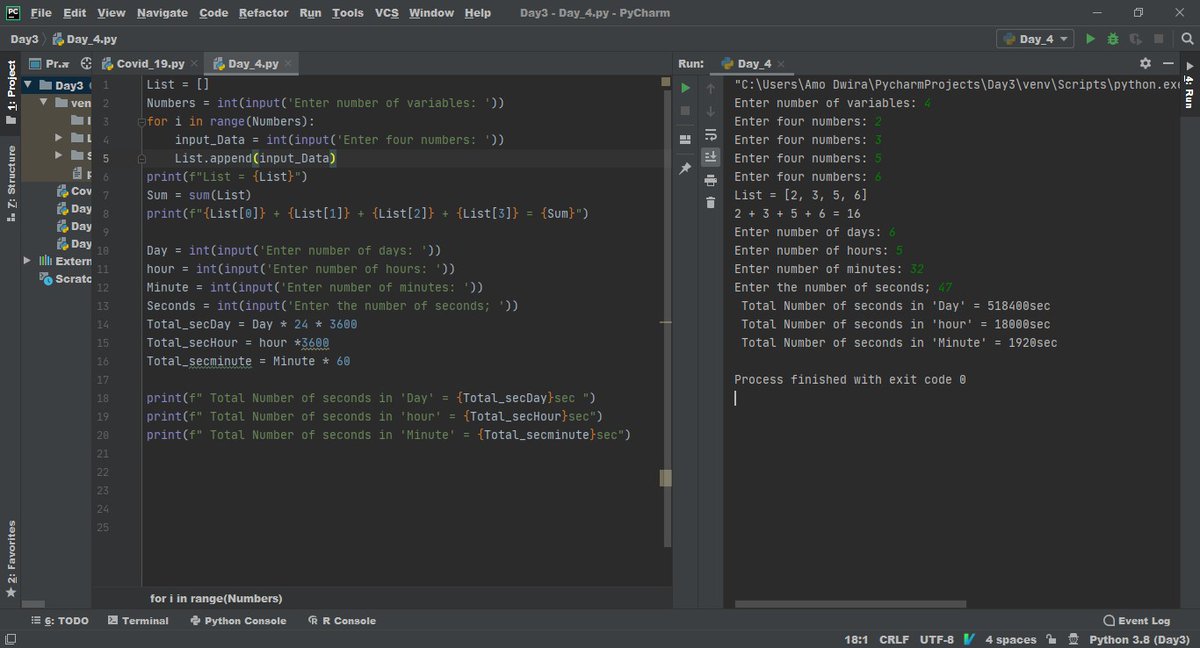 amodwira's tweet photo. @GanaGeeks and #python #GanaGeeks #30DaysOfCode - Day 4 https://t.co/OW8PkFBLwD