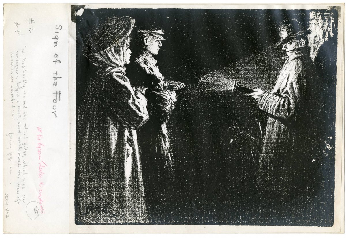 It's been more than a few days since we've featured one of Steele's Sherlock Holmes illustrations from  @SherlockUMN  @umnlib. Here's one from "Sign of the Four" we particularly like, especially as it reminds us to shine a light in dark places. Stay strong!  http://purl.umn.edu/99018 