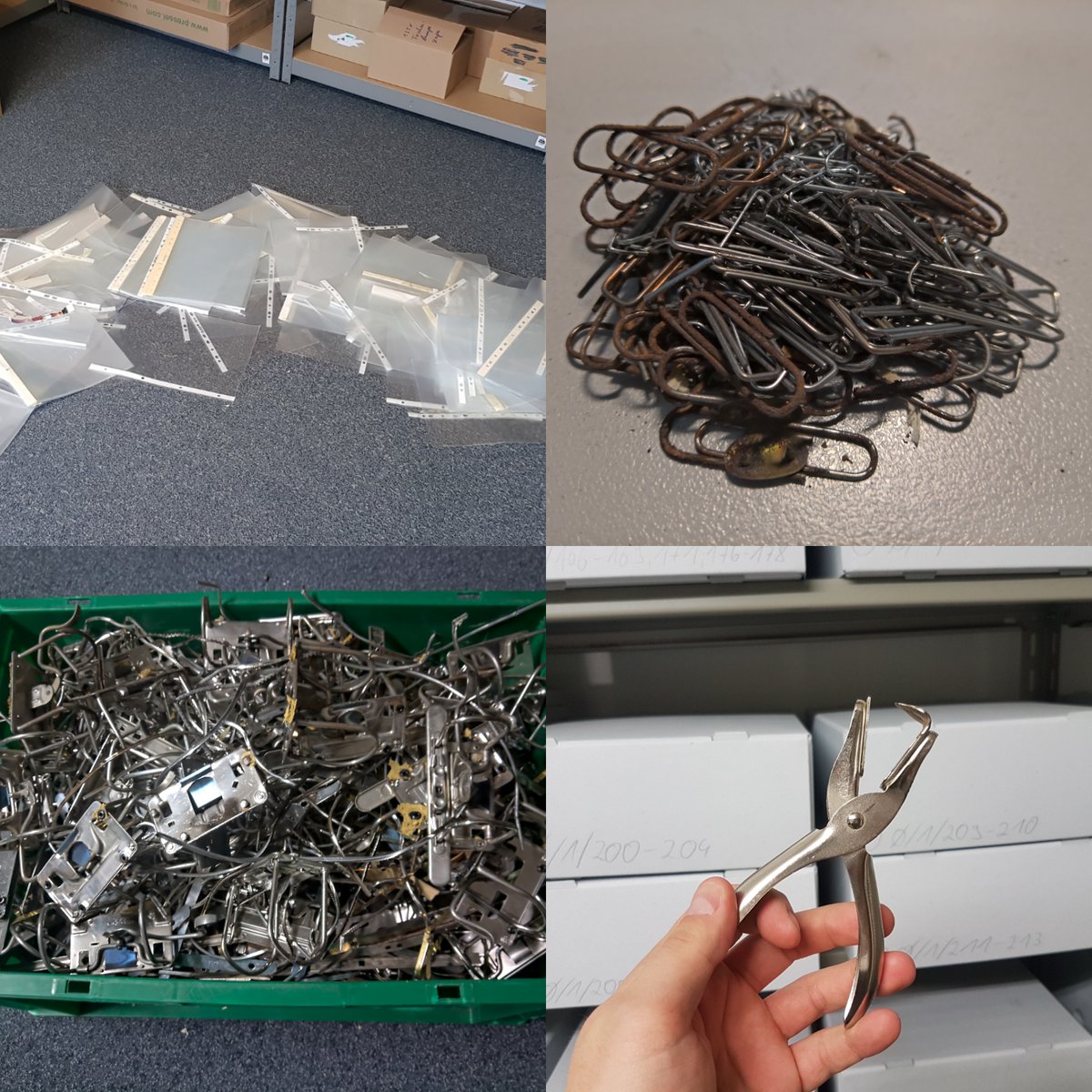 #Archive30 

Our #ArchiveAdvice today? Please use less metal and plastic in your files. We'll have to remove and discard it anyway. Better protect the files from the start! 

#ExploreYourArchive #rusty #metal #plastic #conservation