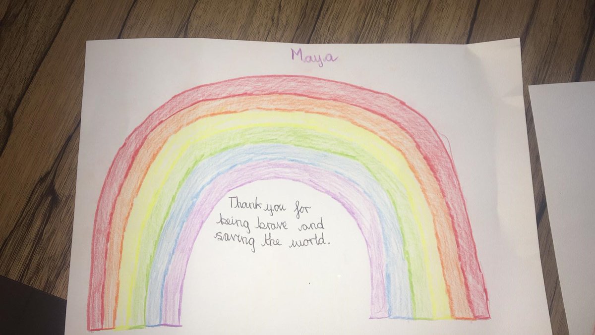 SouthCambsCops's tweet photo. Thank you to Maya and Kai from #Longstanton for these beautiful rainbows 🌈 which are now on display in one of our vehicles 😊#SaferCambs #StayHomeSaveLives https://t.co/su3Ex1MupD