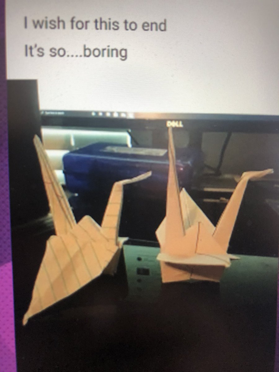 bc75087's tweet photo. So funny. Art assignment this week involves all (3) middle schools (WMS, Utley, Cain) making origami cranes and posting their wishes on padlet. Really cool project, love working with middle school students... #rockwalllearns #rockwallconnects https://t.co/OdPqwOFUTo