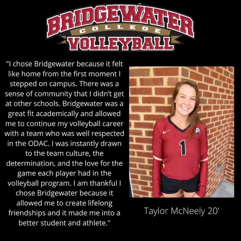 BridgewaterWVB's tweet photo. Senior, libero Taylor McNeely on why she chose to spend her four years with BCVB!! #whyD3BC https://t.co/uOsmp1igFX