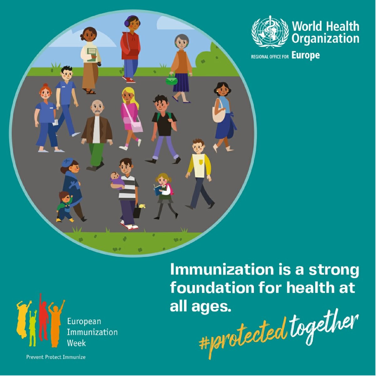 European Immunization Week will take place from 20-26 April 2020. 

Join us in highlighting the pivotal role #vaccines play to achieve #HealthForAll.

See the campaign material here 👉 bit.ly/3enbmcZ