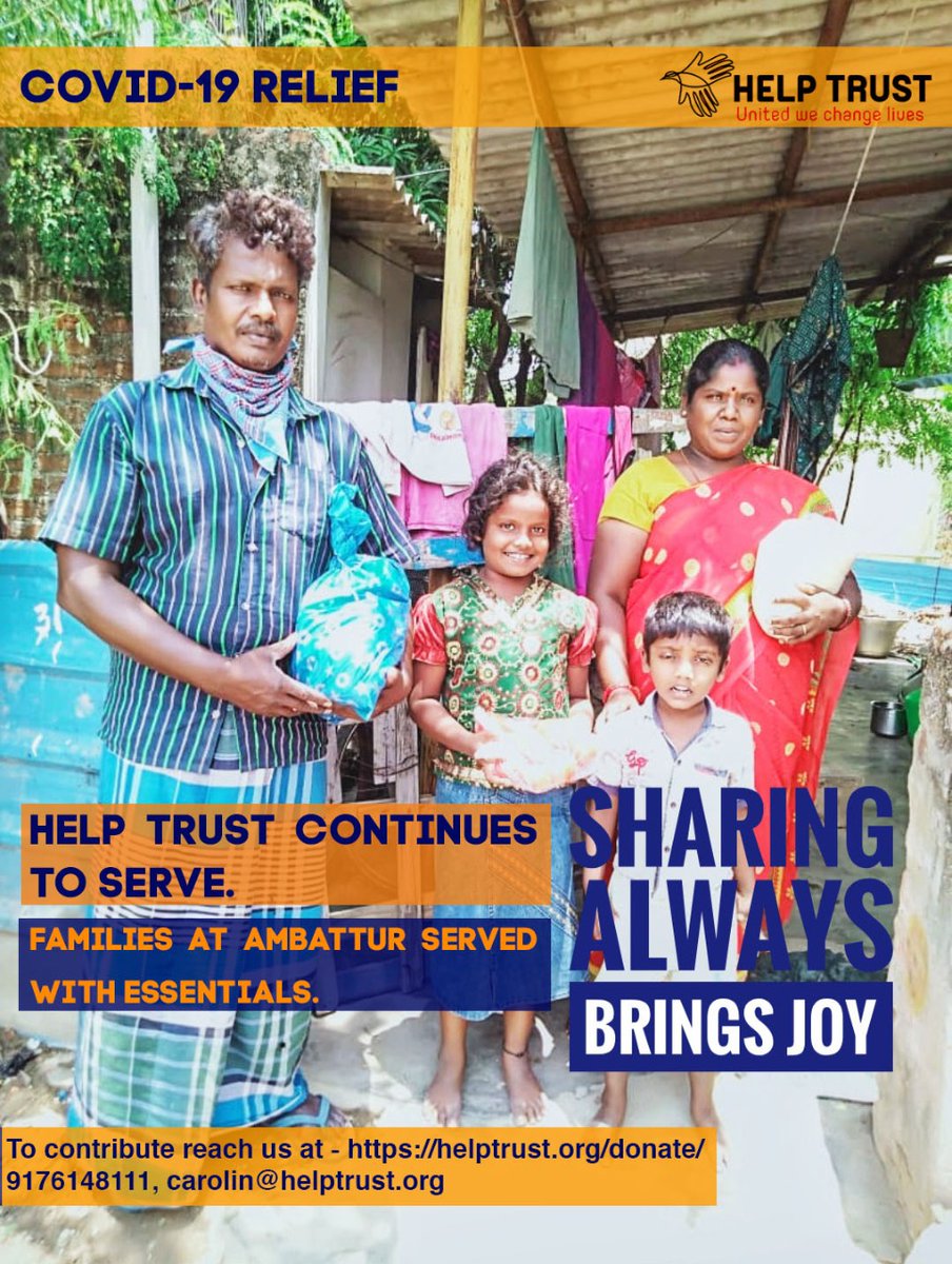 Rise4Girl's tweet photo. Here is the family of a daily wager.  They are indirectly affected by COVID19 .We at Help Trust , provided his and 200 more families with a month's supply of food essentials. You can help provide to more 2000 families by DONATING TODAY!  #donate #covid19 #helptrust #HELP https://t.co/leb04CvY1J