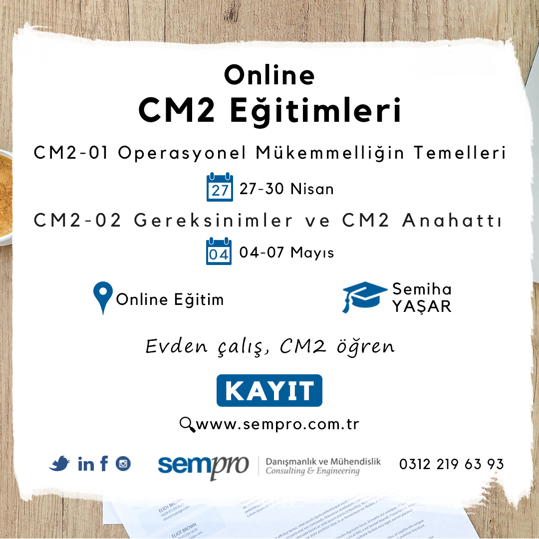 SemproLtd's tweet photo. #EvdeKal’dığınız bu dönemde CM2 öğrenmeye ne dersiniz?
CM2-01 "Operasyonel Mükemmelliğin Temelleri" ve CM2-02 “CM2-02 Gereksinimler ve CM2 Anahattı" online eğitimlerimiz ile ilgili detaylı bilgi ve kayıt için https://t.co/1tZNJaL2QC adresimizi ziyaret edebilirsiniz
@SemihaYasar https://t.co/5Eh9ON2jw8