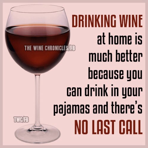 Drinking wine store in pajamas