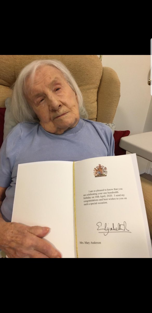 Namdeep90's tweet photo. @Carra23 wondered if you could share this story of my partners nan who turned 100 today in a care home. They still have time in this crisis to celebrate milestones. She even had a mention from the queen  #100 #COVID19 #hope #supportcarehomes https://t.co/vwzYfh5QoP