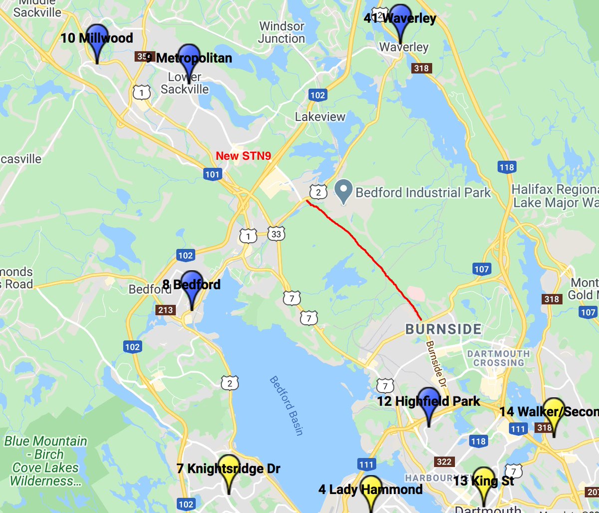 This map shows some of the points. The red line is the approx. route of the new Burnside Connector. You can see how close current STNs 9 and 10 are, and how new STN9 will have pretty good access to the upper parts of Burnside once everything is done.