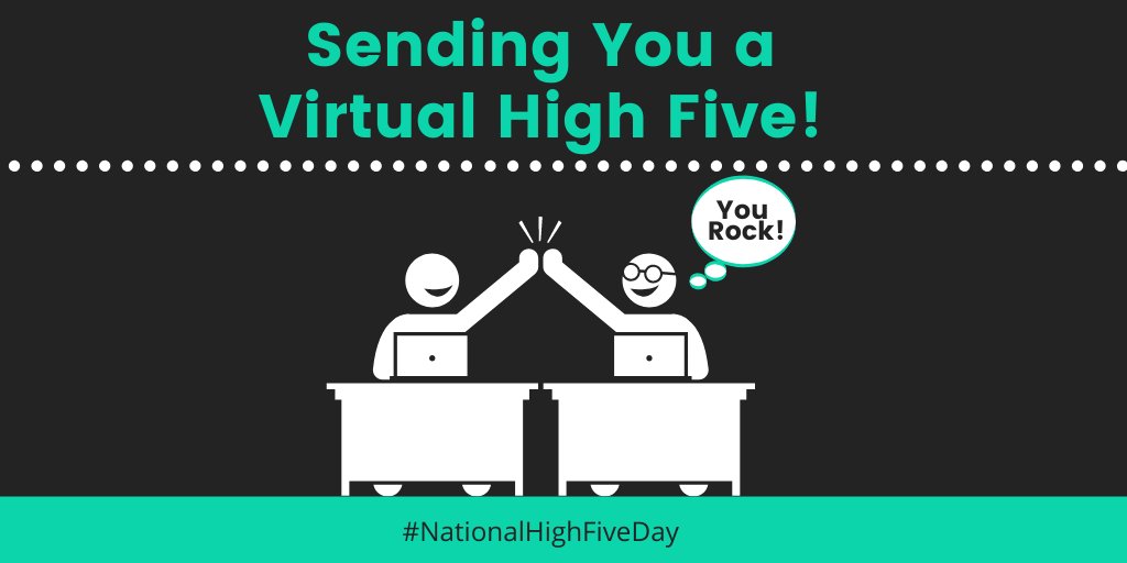 RiveraGroup's tweet photo. On #NationalHighFiveDay, we're giving a virtual high five to all the rockstars out there. Keep up the great work! #HighFive #Rockstar #YouRock #VirtualHighFive #SocialDistancingApproved #WeAreRiveraGroup https://t.co/tfvjGz3DUk
