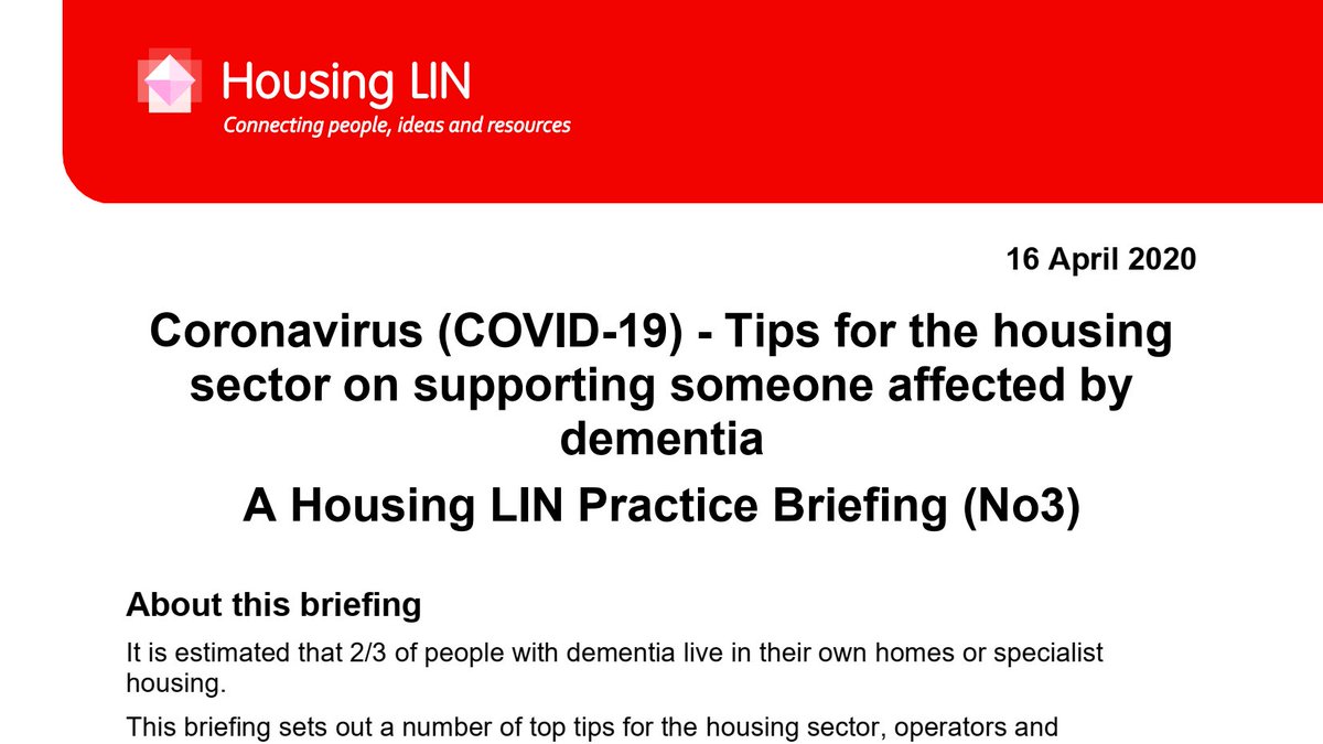 HousingLIN's tweet image. Check our new #HLINBriefing on supporting those affected by #dementia during the #COVID19 crisis. @HousingLIN  @Pozzoni_Arch @GuinnessCare housinglin.org.uk/Topics/type/Co…