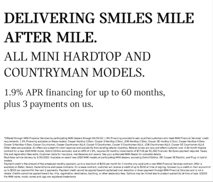 minipeabody's tweet photo. Ready for your MINI?

Take a look at our inventory and give us a call. Our team is available remotely to answer questions.

Take a look here: https://t.co/q1vmN3g582 https://t.co/EJ4nNZMD8S