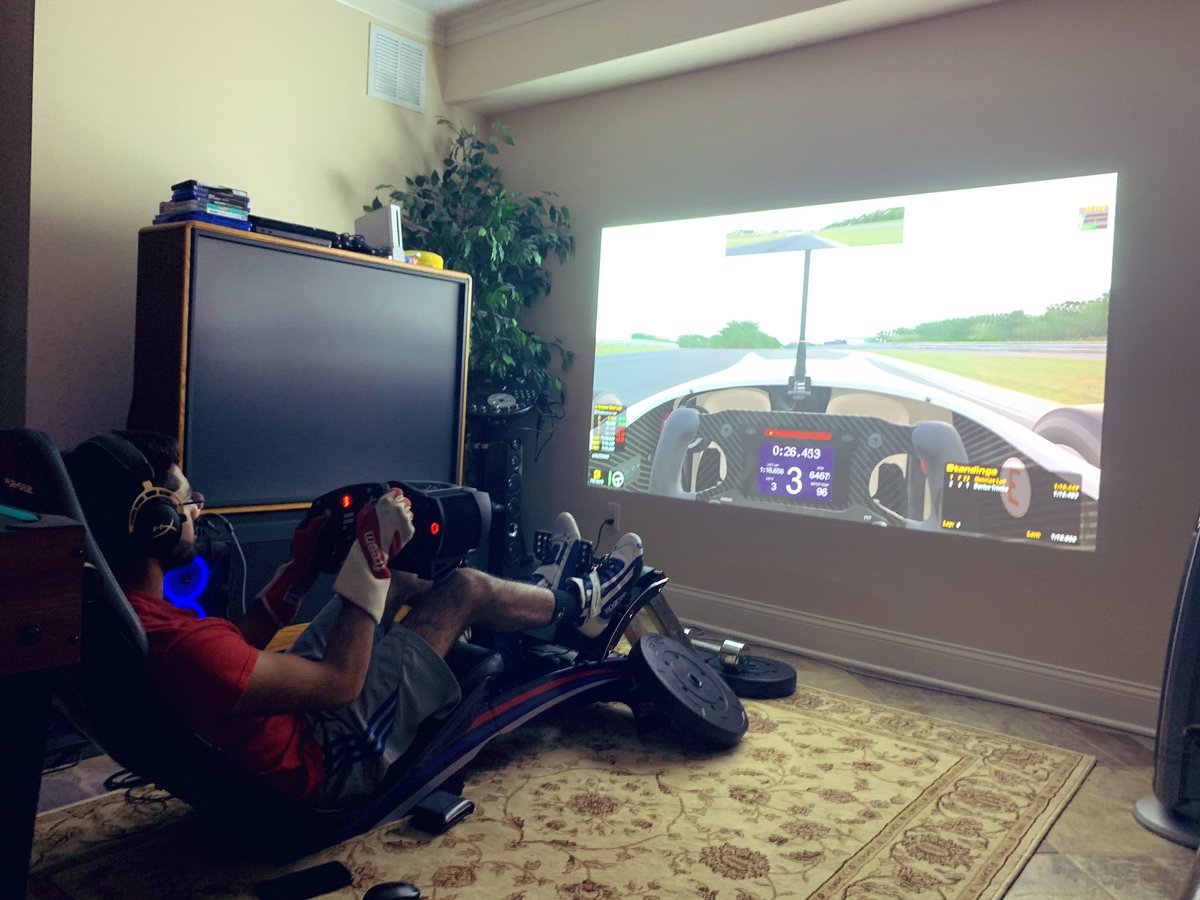 QuinlanLall's tweet photo. When they say to work from home 🏎  
#formula3 #simracing #QuarantineLife #StayAtHome https://t.co/UNl6QUacXN
