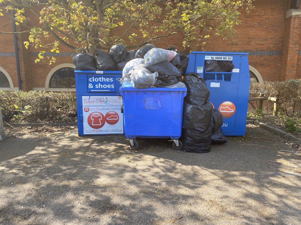 Hi, during this difficult time if u can avoid dropping off @ clothing banks &amp; keep it at home until the banks r empty. Some banks r being emptied but less frequent &amp; others aren’t. This massive mound took our street warden 2 hours to tidy up. Thanks in advance 4 ur cooperation.