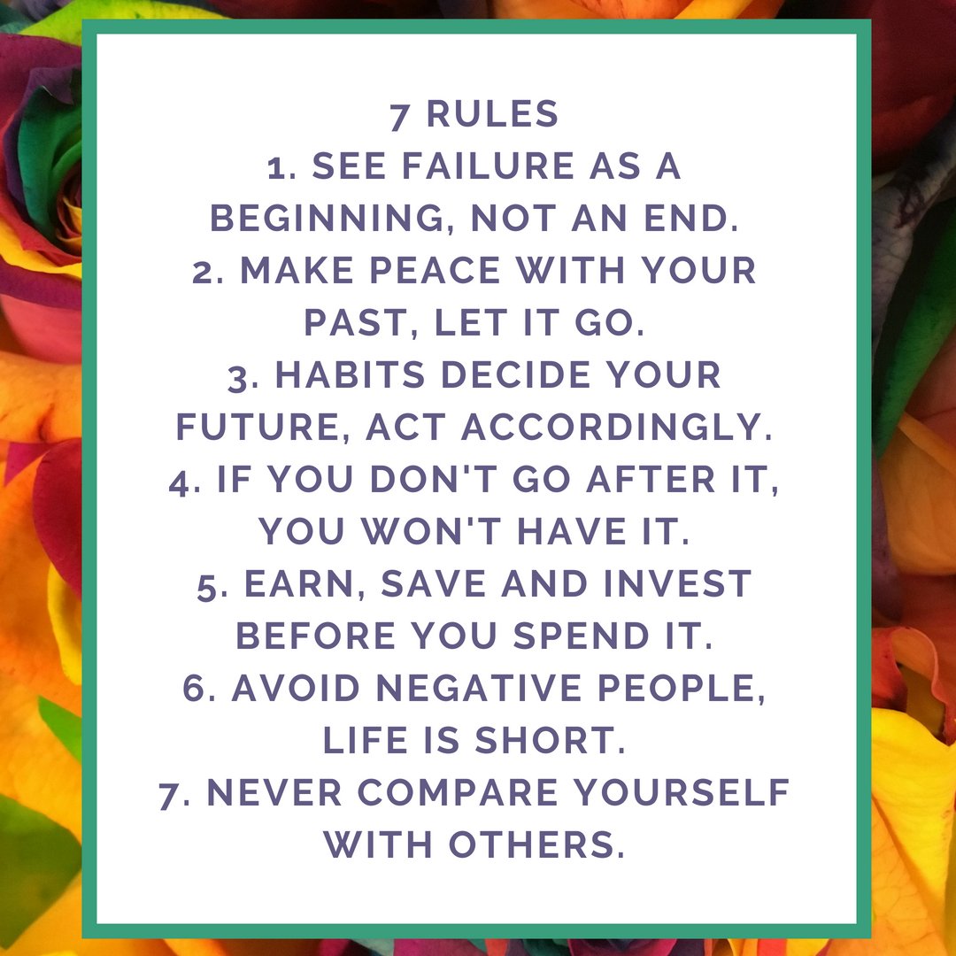 iamanintegrator's tweet photo. I have been living my life with this 7 rules. Hope you will too!

#realestatevirtualintegrator #realestate #spreadpositivity #7rules #failureasabeginning #letgoofthepast #createhealthyhabits #goforit #earnsaveinvest #avoidnegativepeople #nevercompare https://t.co/yygUNKDr7Q