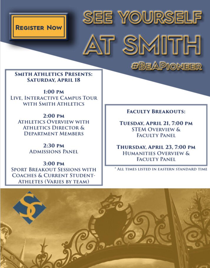 🚨Attention high school students! Although campus is closed there is still a chance to see Smith Campus. Join us for the virtual tour and register today! Check out the link in our bio for more information and how to register.