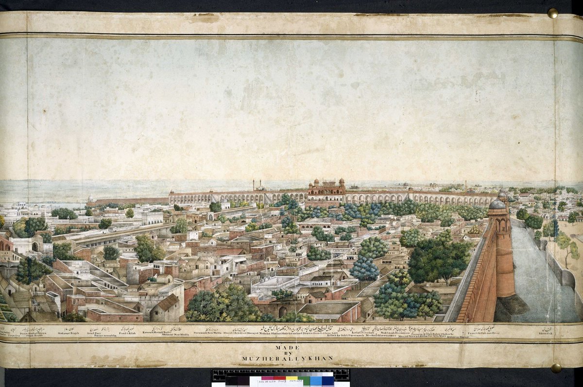 Step into 19th century Delhi through this 1846 watercolour panorama by Mazhar ‘Ali Khan. The panorama spans nearly five meters and provides a 360-degree view of the city.   #BLisOpen #BLfromHome 

Add Or 4126
bl.uk/collection-ite…