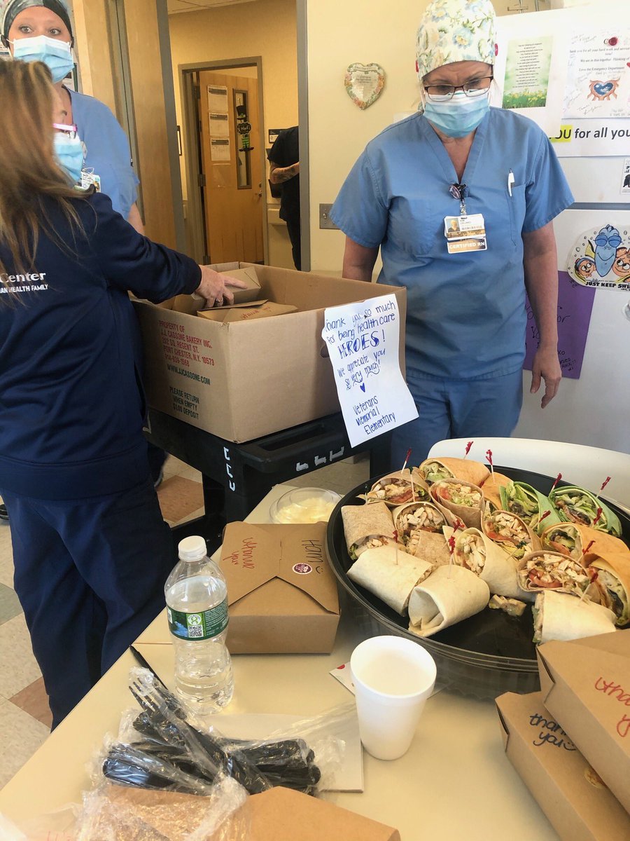 VMESMustangs's tweet photo. VMES has tremendous respect for health care workers and everyone else keeping us safe. As a small token of our appreciation, the VMES Early Act Club donated lunch to these incredible men and women working at Brick’s Ocean Medical Center ICU department. ❤️💛💚🐎 https://t.co/2c3mKGsxz3