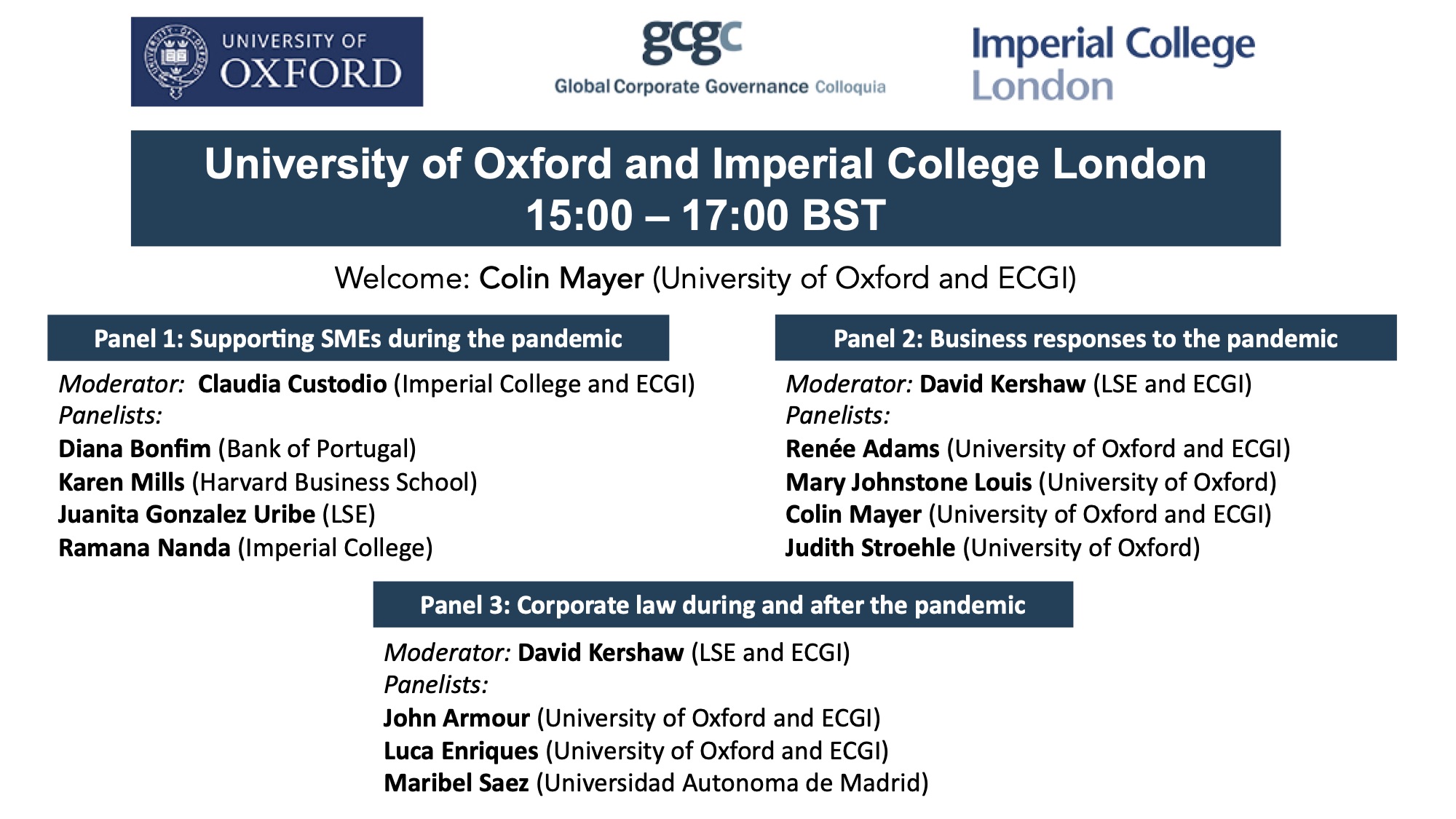ECGI on Twitter: "Next session at the COVID-19 Crisis and Its Aftermath  24-Hour Global Webinar: Oxford and London (Imperial College). @OxfordSBS  @imperialcollege @OxfordLawFac @OxfordBLB @ImperialBiz. https://t.co/PUSbKyc6NU  https://t.co/V0un5DcGJy ...