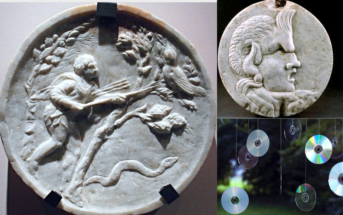 CarolineLawrenc's tweet photo. Diving down the rabbit-hole of Roman #oscilla (suspended marble discs of uncertain but possibly #apotropaic and/or bird-repelling function) for #AmarantusProject... Anybody know the provenance of the lovely satyr profile one in my image? 😀 https://t.co/SNLmgqQVtF