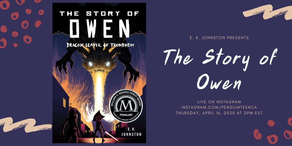 PenguinTeenCa's tweet photo. TODAY! Join us on Instagram at 2pm for a live reading of THE STORY OF OWEN from @ek_johnston! https://t.co/VNMIX2dnmh https://t.co/vmFaE7vDT6